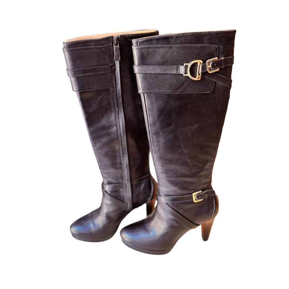 Cole Haan Air Julisa Tall Knee High Black Leather Riding Boots Women's 6.5B IOB - Picture 4 of 10